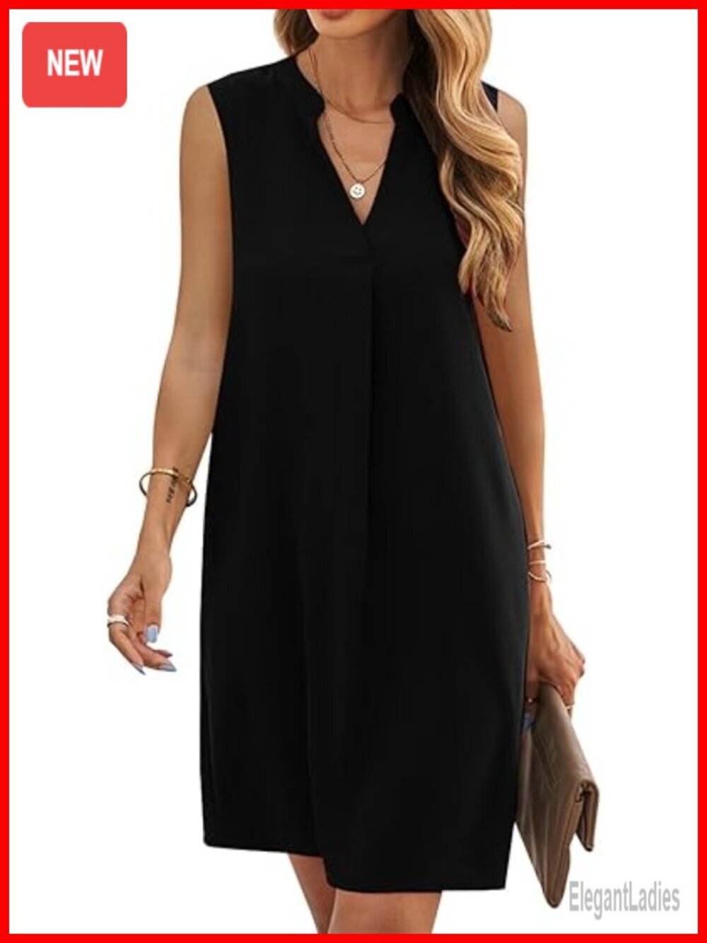 Sleeveless V-Neck Tank Sundress with Pockets Casual Summer Dress